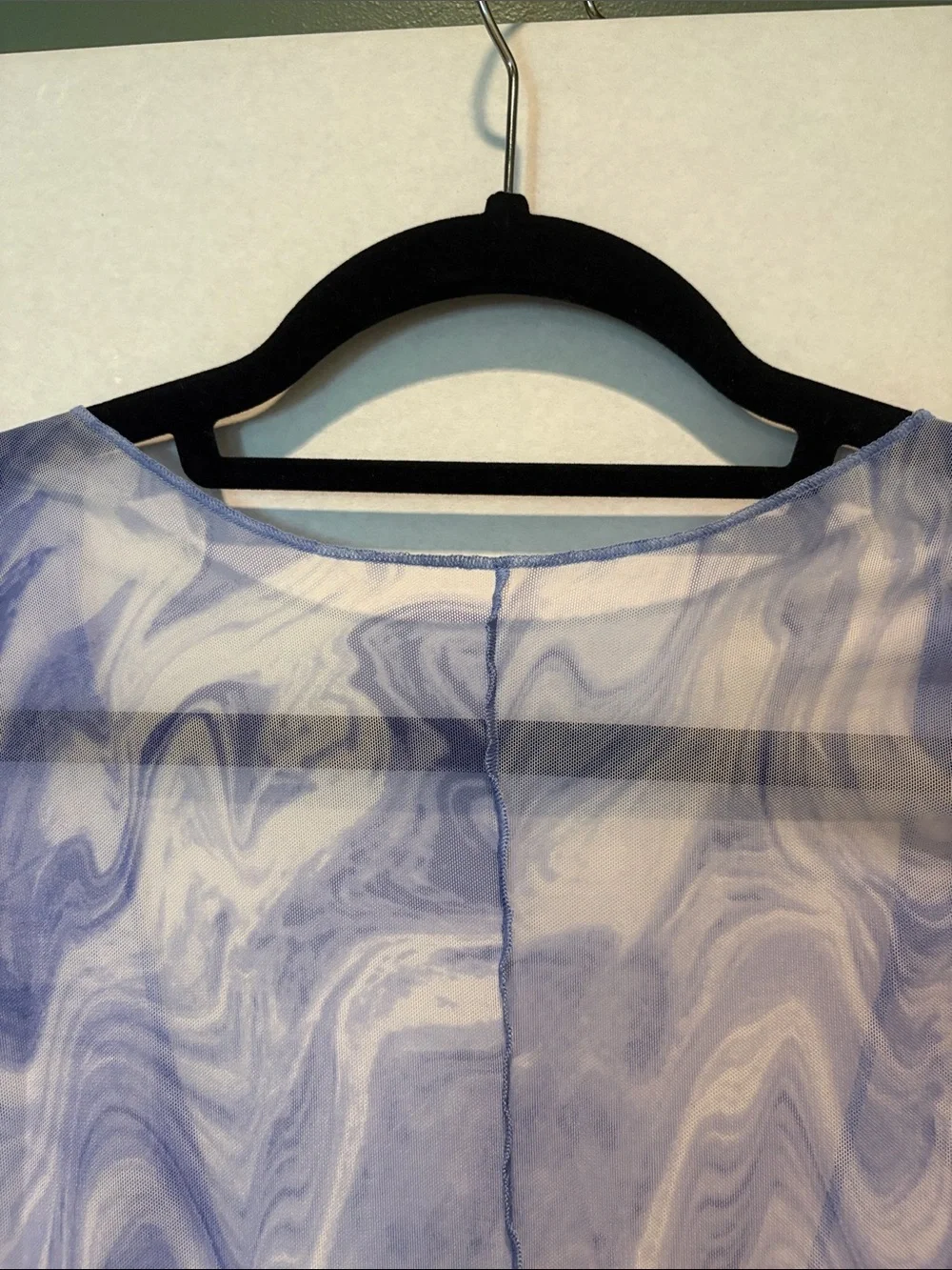 Naked Wardrobe Swim - Back on the Low Cover up dress. sheer blue. Large. NWT